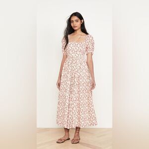 Free People She's A Dream Midi Dress 6 Floral Pink Red Yellow Botanical